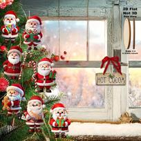 10Pcs Christmas Wooden Gingerbread Man Santa Claus 2D Flat Wooden Pendant Christmas Tree Decoration Perfect Holiday Gift Decor Red white