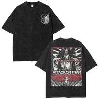 Vintage Attack On Titan Eren Yeager Anime T-Shirt 120 black