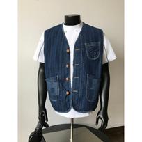 Hong Kong Retro Striped Denim Sleeveless Vest - Men’s New Model, Casual & Versatile L mėlyna