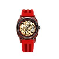 New ladies' watch with golden red tape casual style elegant night light carved flowers fully automatic mechanical watch black