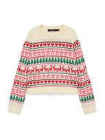 VERO MODA Megztinis 'VMNEWCHRISTMAS' smėlio spalva / smaragdinė spalva / melionų spalva