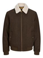 Jack & Jones Premium Demisezoninė striukė 'JPRBLUMelvin' ruda / tamsiai ruda / juoda / balkšva