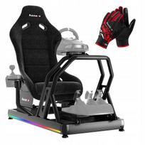 Lenktynių kokpitas Huzaro Speed 9.0 su LED apšvietimu, reguliuojamu rėmu ir sėdyne