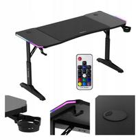 Žaidimų stalas Huzaro Hero 3.6 RGB su LED apšvietimu, reguliuojamu aukščiu ir XXL kilimėliu, 140 × 60 cm