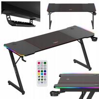 Huzaro Hero 4.8 RGB juodas žaidimų stalas su LED apšvietimu, 160 × 60 cm