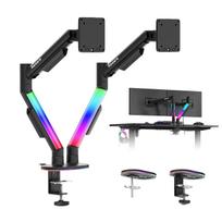 Dvigubas monitorių laikiklis Huzaro Motion 2.6 su RGB apšvietimu, VESA 75 × 75 ir 100 × 100 mm