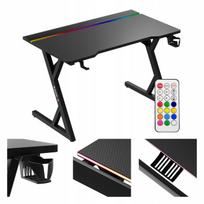 Žaidimų stalas Huzaro Hero 2.4 RGB Black su LED apšvietimu, 120 × 70 cm