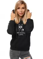 Juodas moteriškas džemperis su gobtuvu No drama Llama