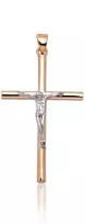 Auksinis pakabukas kryželis. Metalas: Raudonas/Baltas Auksas. Praba: 585°. - 1.09 g. - 32 mm.