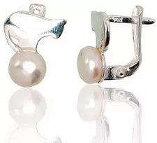 Sidabriniai auskarai anglišku užsegimu, Metalas: Sidabras, Praba: 925°, Akmuo: Perlai - 3.2 g. - 14 mm.