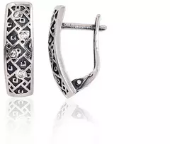Sidabriniai auskarai anglišku užsegimu, Metalas: Sidabras, Praba: 925°, Akmuo: Cirkonai - 3.9 g. - 20 mm.