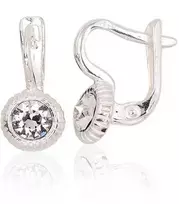 Sidabriniai auskarai anglišku užsegimu, Metalas: Sidabras, Praba: 925°, Akmuo: Kristalai - 2.3 g. - 15 mm.