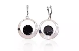 Sidabriniai auskarai anglišku užsegimu, Metalas: Sidabras, Praba: 925°, Akmuo: Agatas - 14.9 g. - 54 mm.