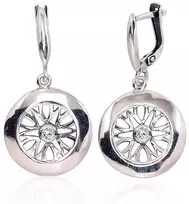 Sidabriniai auskarai anglišku užsegimu, Metalas: Sidabras, Praba: 925°, Akmuo: Cirkonai - 6 g. - 39 mm.