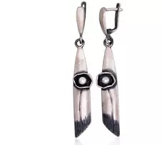 Sidabriniai auskarai anglišku užsegimu, Metalas: Sidabras, Praba: 925°, Akmuo: Perlai - 7.7 g. - 61 mm.