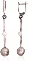 Sidabriniai auskarai anglišku užsegimu, Metalas: Sidabras, Praba: 925°, Akmuo: Perlai - 5.8 g. - 63 mm.