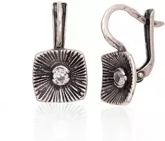 Sidabriniai auskarai anglišku užsegimu, Metalas: Sidabras, Praba: 925°, Akmuo: Cirkonai - 3.3 g. - 21 mm.
