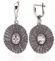 Sidabriniai auskarai anglišku užsegimu, Metalas: Sidabras, Praba: 925°, Akmuo: Cirkonai - 11.1 g. - 44 mm.