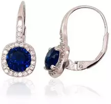 Sidabriniai auskarai anglišku užsegimu, Metalas: Sidabras, Praba: 925°, Akmuo: Cirkonai - 2.4 g. - 18 mm.