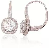 Sidabriniai auskarai anglišku užsegimu, Metalas: Sidabras, Praba: 925°, Akmuo: Cirkonai - 2.7 g. - 18 mm.