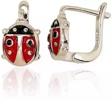 Sidabriniai auskarai anglišku užsegimu, Metalas: Sidabras, Praba: 925°, Akmuo: Juvelyrinė emalė - 12 mm. - 2.6 g.