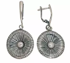 Sidabriniai auskarai anglišku užsegimu, Metalas: Sidabras, Praba: 925°, Akmuo: Perlai - 47 mm. - 8.7 g.