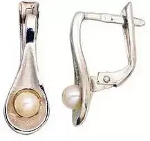 Sidabriniai auskarai anglišku užsegimu, Metalas: Sidabras, Praba: 925°, Akmuo: Perlai - 2.3 g. - 18 mm.