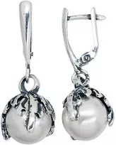 Sidabriniai auskarai anglišku užsegimu, Metalas: Sidabras, Praba: 925°, Akmuo: Perlai (sint.) - 39 mm. - 11.6 g.