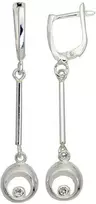 Sidabriniai auskarai anglišku užsegimu, Metalas: Sidabras, Praba: 925°, Akmuo: Cirkonai - 3.4 g. - 47 mm.