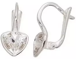 Sidabriniai auskarai anglišku užsegimu, Metalas: Sidabras, Praba: 925°, Akmuo: Kristalai - 2.1 g. - 18 mm.