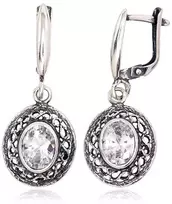 Sidabriniai auskarai anglišku užsegimu, Metalas: Sidabras, Praba: 925°, Akmuo: Cirkonai - 6 g. - 35 mm.