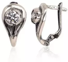 Sidabriniai auskarai anglišku užsegimu, Metalas: Sidabras, Praba: 925°, Akmuo: Cirkonai - 3.4 g. - 15 mm.