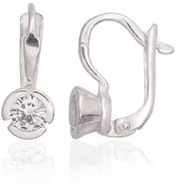 Sidabriniai auskarai anglišku užsegimu, Metalas: Sidabras, Praba: 925°, Akmuo: Cirkonai - 2.4 g. - 17 mm.