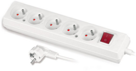 Jonex Prailginamasis laidas su penkių krypčių lizdu su jungikliu 3x2p+Z 10A 1,5m baltas