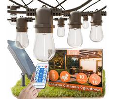 LED Stm saulės dekoratyvinė girlianda 10xE27/3V USB 2400 mAh 10,62 m IP65 juoda + su nuotoliniu pulteliu