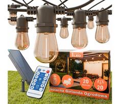 Dimeriuojama LED saulės dekoratyvinė girlianda 20xE27/3V USB 2400 mAh 20,62 m IP65 juoda + nuotolinis pultas