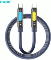 BWOO 240W Type C į Type C duomenų kvapnusis kabelis su RGB apšvietimu, juodas X325C-C