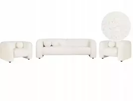 Sofa Beliani 5 vietų svetainės baldų komplektas LEIREN, baltos spalvos, bouclé audinys