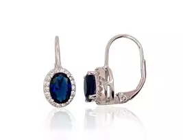 Sidabriniai auskarai anglišku užsegimu, Metalas: Sidabras, Praba: 925°, Akmuo: Cirkonai - 18 mm. - 2.8 g.