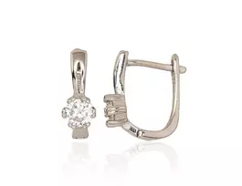 Sidabriniai auskarai anglišku užsegimu, , Praba: 925°, Akmuo: Cirkonai - 2.5 g. - 16 mm.