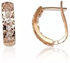 Auksiniai auskarai anglišku užsegimu, Raudonas Auksas, Cirkonai - 1.58 g. - 14 mm.