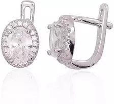 Sidabriniai auskarai anglišku užsegimu, Metalas: Sidabras, Praba: 925°, Akmuo: Cirkonai - 2.7 g. - 12 mm.