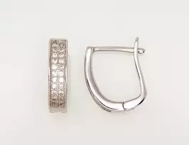 Sidabriniai auskarai anglišku užsegimu, Metalas: Sidabras, Praba: 925°, Akmuo: Cirkonai - 2.4 g. - 14 mm.