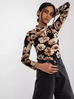 Italy Moda Palaidinė-DHJ-BZ-6291.56P-juoda-smėlio spalvos