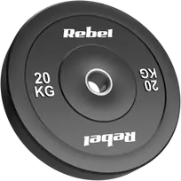 Olimpinis gumuotas svorio diskas BUMPER 20 kg, skylės skersmuo 51 mm, REBEL ACTIVE