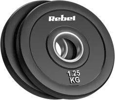 Olimpiniai gumuoti svarmenys BUMPER rinkinys 2x1.25kg, skylės skersmuo 51 mm, REBEL ACTIVE