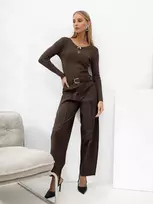 Italy Moda Kelnės-IR-SP-GG-99363.28-ruda