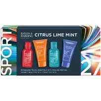 „Baylis & Harding“ vyrams skirtas gaivinantis kelioninis rinkinys (citrusų, laimų, mėtų) – kūno ir plaukų priežiūros dovanų rinkinys (4 vnt.)
