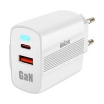 Maitinimo adapteris - Inkax - USB-C GaN 45W Įkroviklis - Greitas įkrovimas - Minimalistinis formatas - Baltas