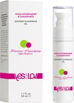 YESforLOV šildomasis bučiuojamasis masažinis aliejus 50 ml - Obuoliai/avietės